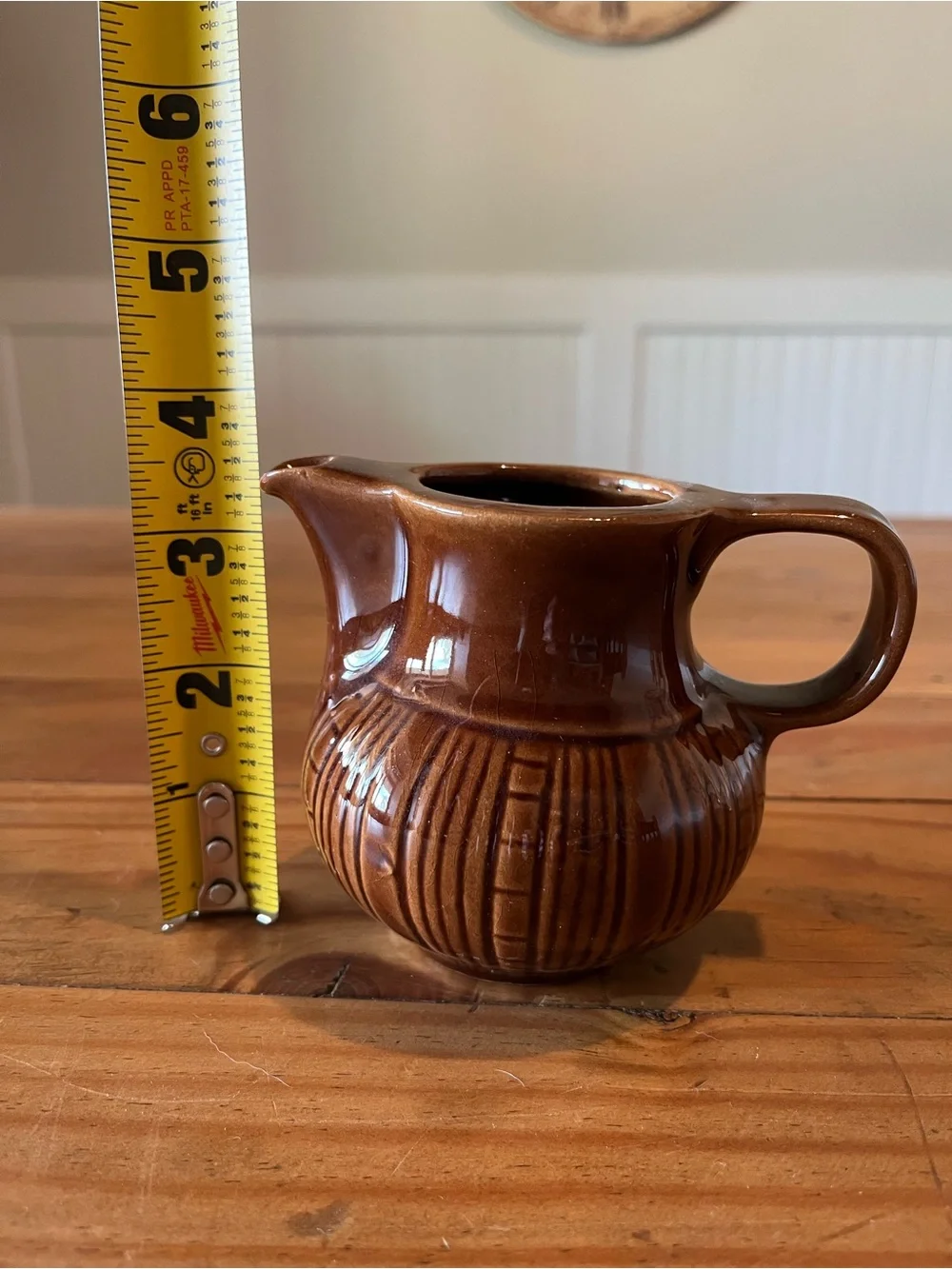 Vintage Brown Ceramic Pitcher Vase